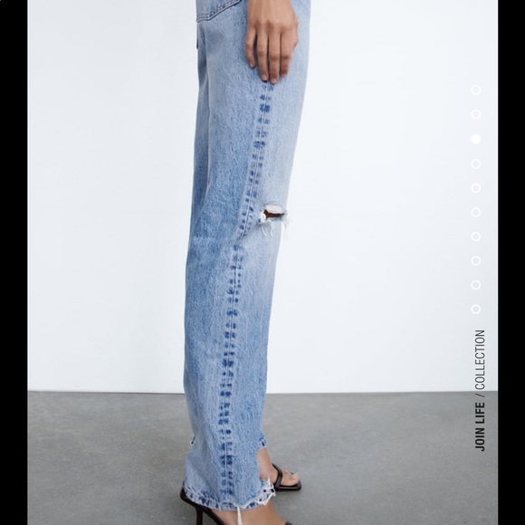 ZARA Ripped Straight Jean Light Wash - Picture 2 of 7